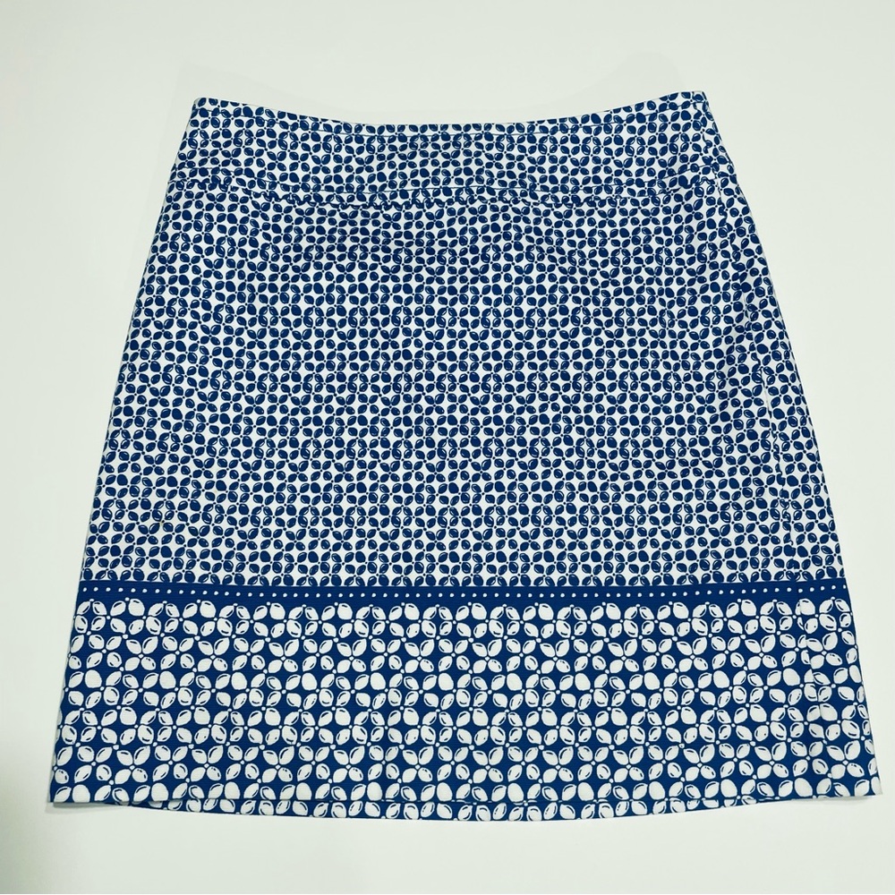 Talbots Blue and White Geometric Pencil Skirt, size 12